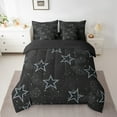 thumbnail image 6 of Manfei Bling Star Print Bed in a Bag Twin size, Black Blue Bed Set, Cartoon Theme Reversible Bedding Twin Size, Microfiber Bedroom Decoration, 7-Piece, 6 of 6