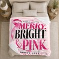 thumbnail image 5 of Pink Breast Cancer Awareness Ribbon Holiday, Festive Holiday Scene, Warm Flannel Blanket for Living Room and Reading Nook, Art Lovers Housewarming Gift, Festive Home Decor, 5 of 9