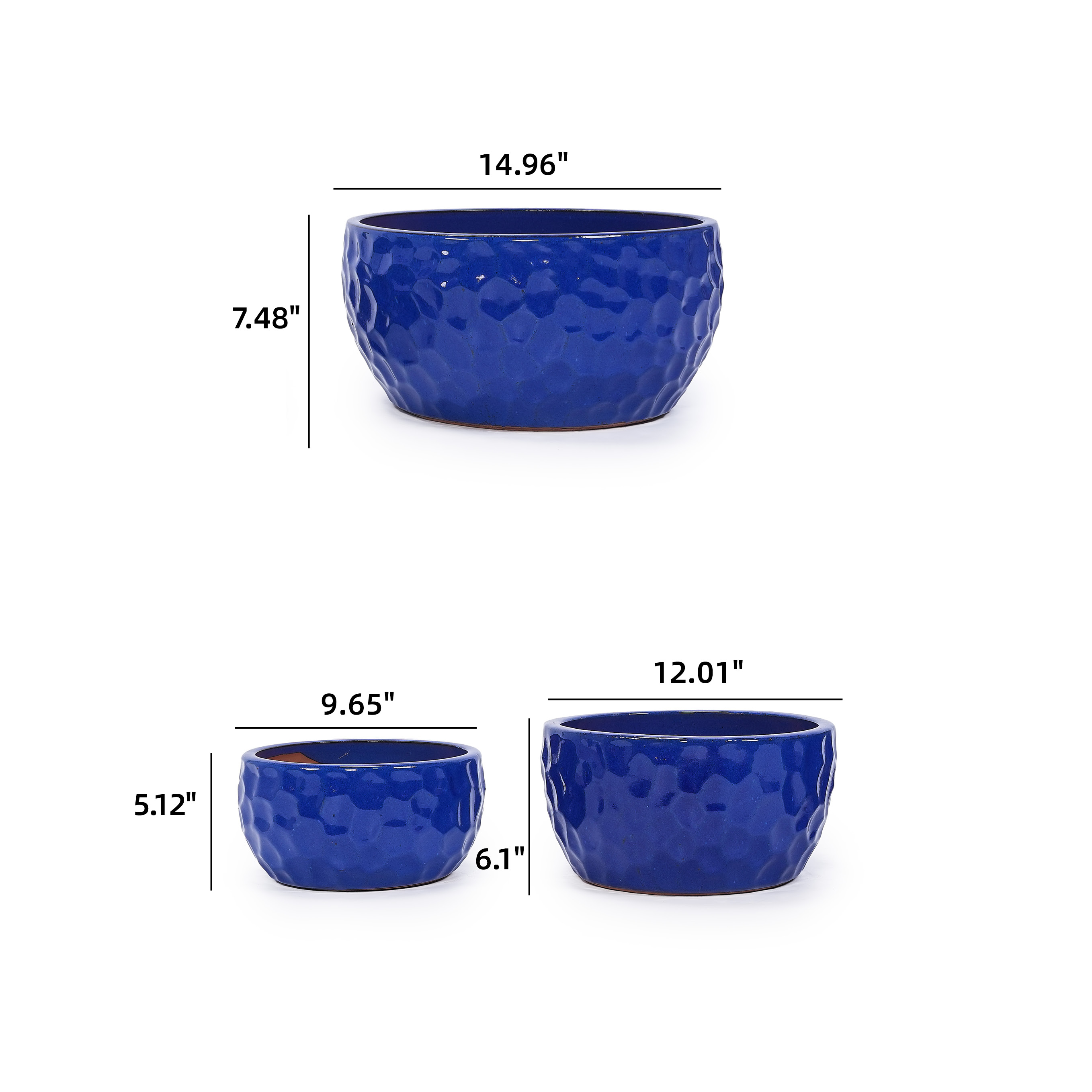 MAYEERTY 3 Pack Ceramic Planter Pot, Planter for Indoor Outdoor Patio, Garden, Antique Blue