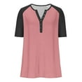 thumbnail image 5 of Hxshgdsn Womens Plus Size Shirts Raglan Short Sleeve Quarter Button V Neck Trendy Pullover Tops（Pink/5XL）, 5 of 8