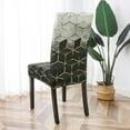 thumbnail image 3 of Chair Covers for Dining Room Set of 4, Spandex Stretch Dining Room Chair Cover, Removable Washable Kitchen Parsons Chair Covers Seat Slipcovers, Black Cubes, 3 of 6