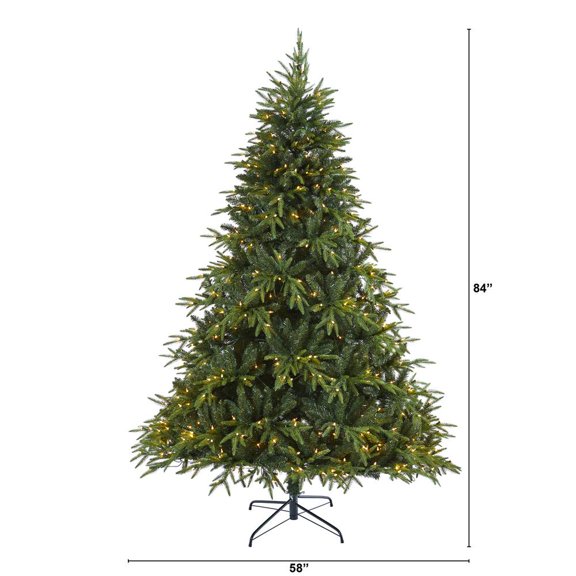 Nearly Natural 7ft. Colorado Mountain Fir Look Artificial Christmas Tree with 500 Clear LED Lights and 2552 Tips