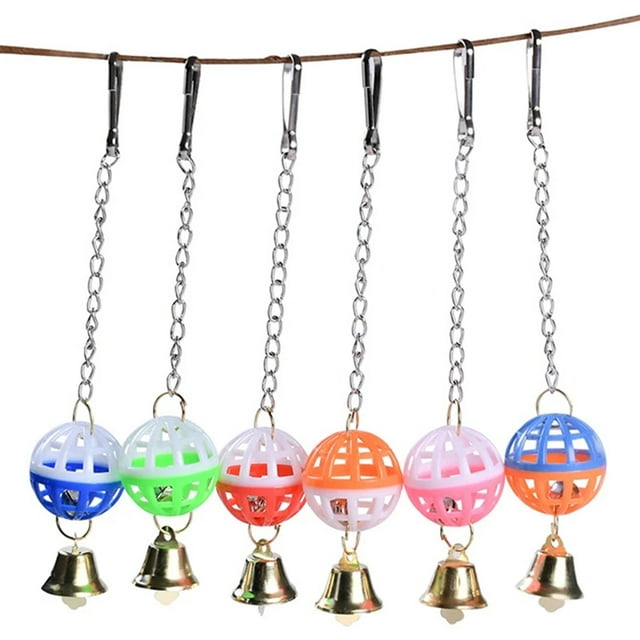 Cute Parrot Birds Toy Two-color Bell Sounding Hanging Swing Ball Rattle For Climbing Biting Chewing Pet Supplies (random Color)