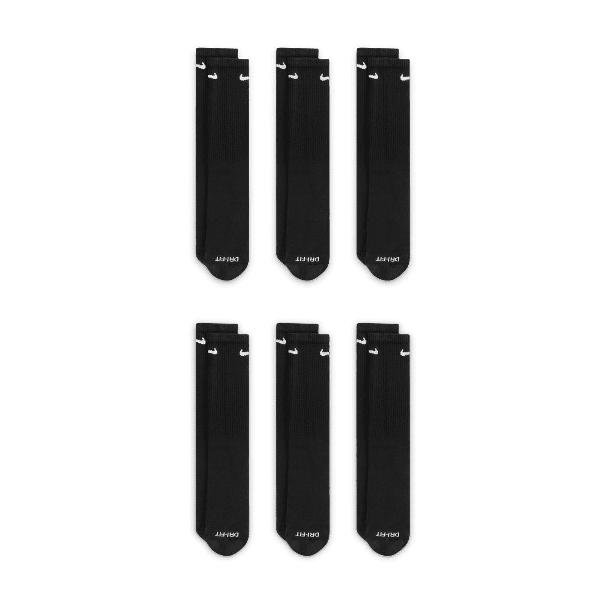 Men's Nike 6-pack Everyday Plus Cushion Crew Training Socks Color: Black Size: 6-8