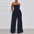 thumbnail image 5 of Womens Summer Jumpsuits Overalls Tube Sleeveless Chiffon Outfits Wide Leg Casual Dressy Pleated Rompers Pocket Fashion Loose Fit for Ladies Comfy Cute Clothes, 5 of 5