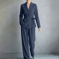 thumbnail image 5 of Atkumj Blazer Outfits for Women 2 Piece Sets Stylish Lapel Tie Waist Cardigan and Wide Leg Pants Suit Set Versatile Solid Color Womens Two Piece Sets for Business Casual M, 5 of 9