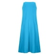 thumbnail image 7 of Sentmoon Plus Size Dress with Pockets Crew Neck Cocktail Dresses for Women Solid Color Summer Relaxed Sleeveless Linen Dress Trendy for Lounge at Home M, 7 of 7