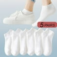 thumbnail image 2 of 5 Pairs/Pack Cotton Socks Ankle Socks Women High Quality 100% Cotton Invisible Sweat-absorbing Girls Low Tube Boat Socks 36-42 5 Pairs White One Size, 2 of 6