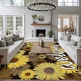 thumbnail image 4 of Spring Daisy 5'x8' Area Rug for Living Room, Botanical Brown Yellow Flowers Oil Painting Washable Non-Slip Rugs for Bedroom Nursery Dining Room, Low-Pile Kitchen Carpet Large Entryway Rugs, 4 of 9