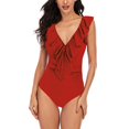 thumbnail image 3 of BKQCNKM Ruffle Swimsuits for Women, One Piece Swimsuit Women, Tummy Control Swimsuits for Women, Full Coverage Swimsuits for Women, Padded Swimsuits for Women, Red L, 3 of 9