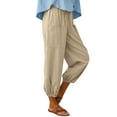 thumbnail image 5 of Hibeli Linen Pants Women Lightweight Drawstring Elastic Waist Cargo Jogger Pants with Pockets, 5 of 6