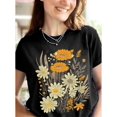 thumbnail image 1 of Vintage-Inspired Floral Print T-Shirt for Women - Casual Crew Neck, Short Sleeve Top, Breathable Polyester, Machine Washable, 1 of 7