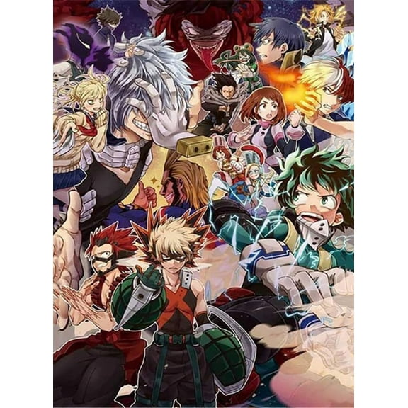 Diamond Art Painting Kit - For Beginners Full Diamond Diamond Dot Painting Round 5D My Hero Academia Diamond Painting Picture Gemstone DIY Adult Crafts 12x16inch