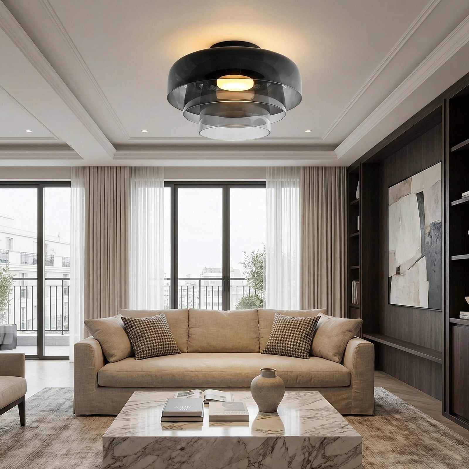 LittleGlovo Morandi Modern Simple Creative Glass Flush Mount Ceiling Light