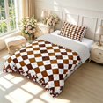 thumbnail image 2 of Manfei Geometric Check Twin Comforter Sets,Classic Plaid Bedding Set,Brown White,Light Gray Reversible,2pcs,1 Comforter and 1 Pillowcase,2pcs,1 Comforter and 1 Pillowcase, 2 of 7