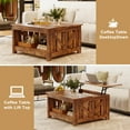 thumbnail image 3 of GUNAITO Table Basse Relevable avec Meuble de Rangement et 2 Compartiments pour Salon, Brun, 80 cm (H) X 80 cm (L), 3 of 8