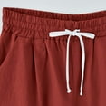 thumbnail image 7 of Brnmxoke Women Bermuda Shorts Plus Size Summer Casual Beach Short Solid High Waisted Drawstring Loose Comfy Cotton Linen Shorts with Pockets Red,XXXXXL, 7 of 7