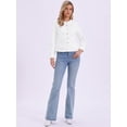 thumbnail image 4 of DARING DIVA Women's Peplum Hem Button Down Collarless Jean Jacket S White, 4 of 6