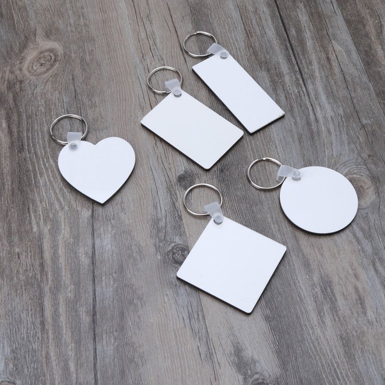 12 Sublimation Wooden Hard Board Key Rings Double Printable Blank MDF Key  Chains