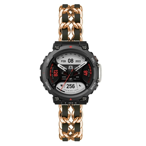 Leather Metal Band Compatible With Amazfit T-Rex Ultra Band, Stainless Steel Metal Cowboy Chain Style Replacement for Band Amazfit T-Rex Ultra