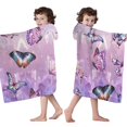thumbnail image 4 of Purple Butterfly Pattern Hooded Bath Towel，50"x30" for Ages 3 To 12 Kids, Quick Dry Lightweight Soft Microfiber Hood Beach Towel Cover Up for Kids, 4 of 7