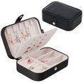 thumbnail image 1 of Jewelry Box Faux Leather: Earrings Organizer Case Vanity Storage Box with Mirror, 1 of 6