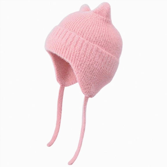Warm Cold Weather Hats Childrens Hat Cute Cat Ears Boys And Girls Baby Outdoor Warm Plush Ear Pullover Hat for Boys and Girls,One Size,A191-Pink