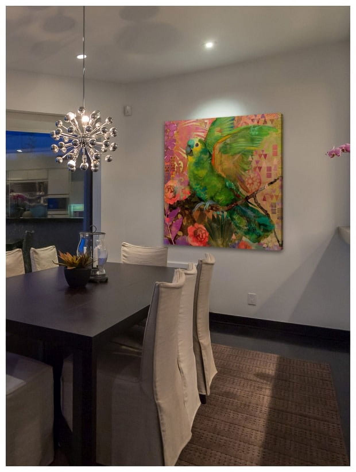 "Great Green Parrots" Painting Print on Wrapped Canvas