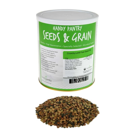 Crunchy Lentil Fest Sprouting Seed Mix- 5 Lbs- Organic- Green, Red & French Lentils- Edible Seeds, Salad, Soup, Sprouts & Food Storage