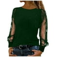 thumbnail image 2 of Mifsaly Sequin Tops for Women Sheer Mesh Puff Long Sleeve Glitter Blouse Going Out Elegant Mardi Gras T-Shirts Cocktail Party Evening Shirts Fashion Patchwork Carnival Outfits S, 2 of 6