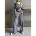 thumbnail image 4 of Women'S Tracksuit Set - Long Sleeve Zipper Hooded Sweatshirt with Solid Color Lace-Up Pants - Two-Piece Set Dark Gray L, 4 of 9