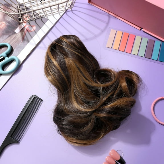 FONDOTIN Claw Ponytail Extension Curly Coffee High Temperature Synthetic Fiber 1Pcs