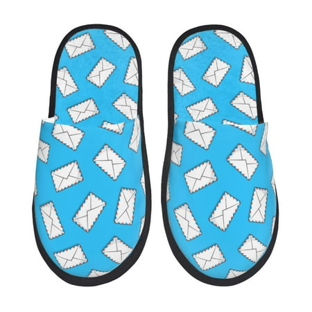 

Slippers for Women Men envelope Pattern white Warm Womens Mens House Shoes Bedroom Slippers Fuzzy Memory Foam Slippers Winter House Indoor Shoes Aesthetic Dorm Slippers