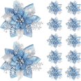thumbnail image 3 of Flores artificiales con purpurina para decoración de árbol de Navidad, adornos de Feliz Año Nuevo, 5 piezas, 14,5 cm, 3 of 4