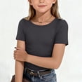 thumbnail image 2 of enyan Teen Girl Summer Clothes Girls' Half Sleeve T Shirts Kids Crewneck Summer Casual Tops Loose Fit Teen Girls Basic Tees,Grey,11-12 Years, 2 of 4