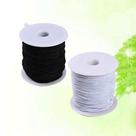 MLINS 2pcs 0.8 mm Elastic Cord Thread Beading Threads Stretch String Fabric Crafting Cord for Jewelry Making(Black,White)
