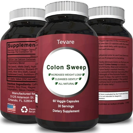 Tevare Colon Detox Supplement for Good Digestion Support Natural Colon Cleanse Pills with Psyllium Husk, Alfalfa, and Lactobacillus Acidophilus Probiotics Boost Weight Loss 60
