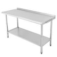 thumbnail image 1 of Superior NSF Stainless Steel Work Table - 60x24x35 Inch - Adjustable Undershelf, Heavy Duty, Rear Baffle, 5 Hooks, Curved Edge, For Kitchen, Home, Brewing, 1 of 8