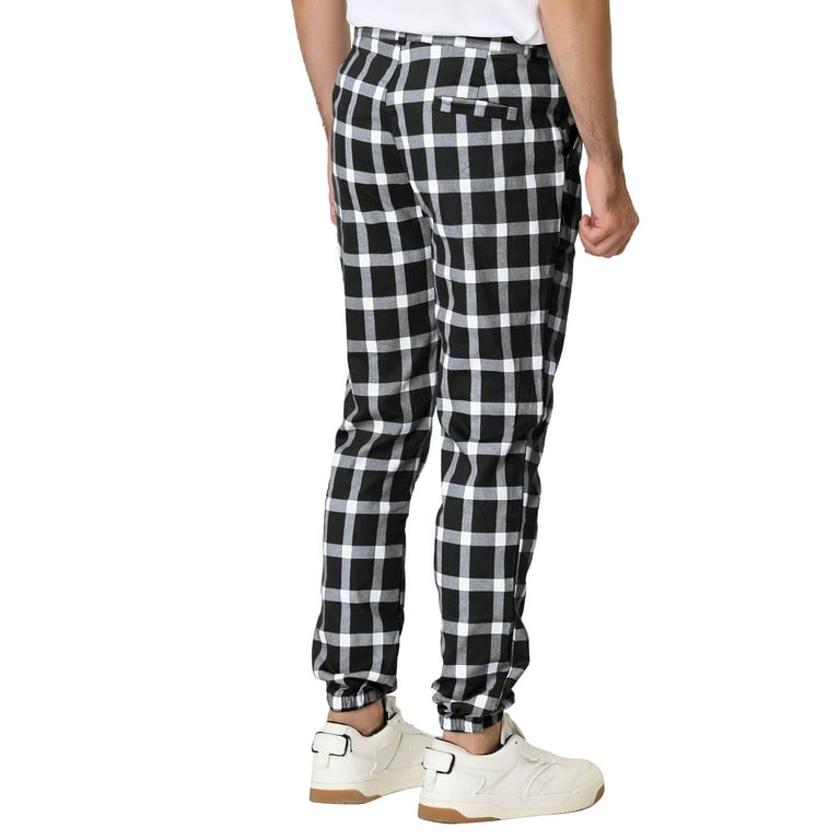 MODA NOVA Big Tall Men s Plaid Jogger Pants Slim Fit Check Trousers Black White XLT US 36 Walmart
