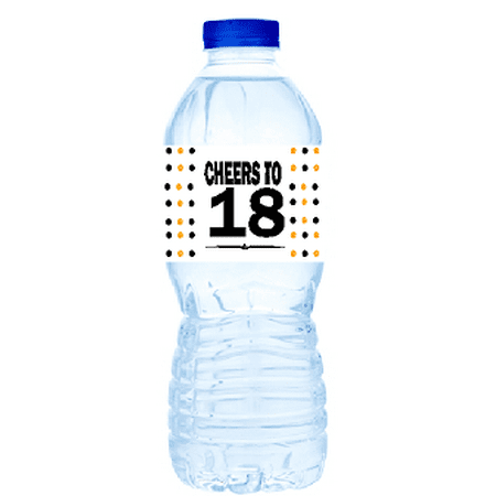 18th Birthday / Anniversary Party Decoration Water Bottle Labels