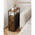 thumbnail image 6 of PrimeCook Shop Narrow Night Stand, Slim End Table, Tall Side Table with 3 Fabric Drawer, Small Bedside Table with Storage, Set of 2, for Living Room, Bedroom, Brown, 6 of 16