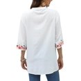 thumbnail image 3 of Grosy Embroidered Tops for Women Plus Size 3/4 Sleeve Tunic Tops Mexican V Neck Peasant Cotton Rayon Blouses Maxi Vintage Boho Bohemian Casual Loose Clothes-White-683-WT-L/G, 3 of 7