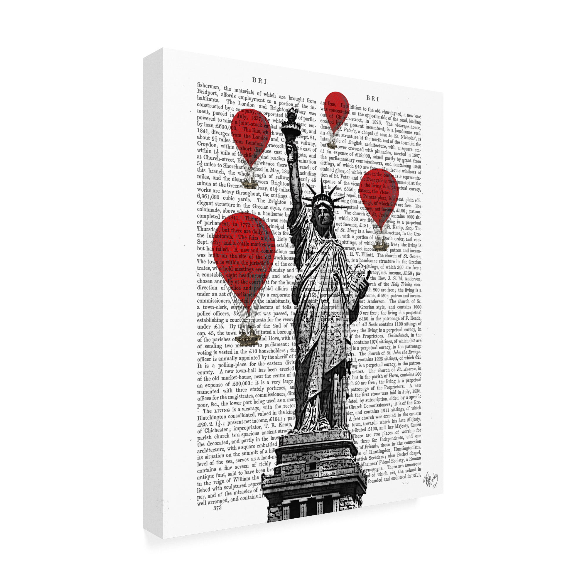 Trademark Fine Art 'Statue Of Liberty And Red Hot Air Balloons' Canvas Art by Fab Funky