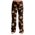 thumbnail image 2 of Halloween Pajama Pants for Women, Cute Funny Pumpkin Print Pajamas, Casual Elastic Waist Palazzo Pants Fall Pajamas, 2 of 5