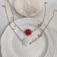 thumbnail image 5 of Korean Butterfly Pearl Necklace Trendy Ins Style Rose Flower Clavicle Chain Clothes Jewelry Accessories For Women Friends Gifts 26-27s, 5 of 5
