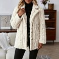 thumbnail image 6 of Enjoytime Fall Winter Fleece Jacket Women Notch Lapel Button Down Long Sleeve Coat Casual Warm Fuzzy Outerwear with Pocket, 6 of 7