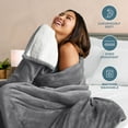 thumbnail image 3 of Bare Home Plush Sherpa Bed Blanket - Fluffy & Soft - Reversible - Lightweight - Full/Queen, Gray, 3 of 10