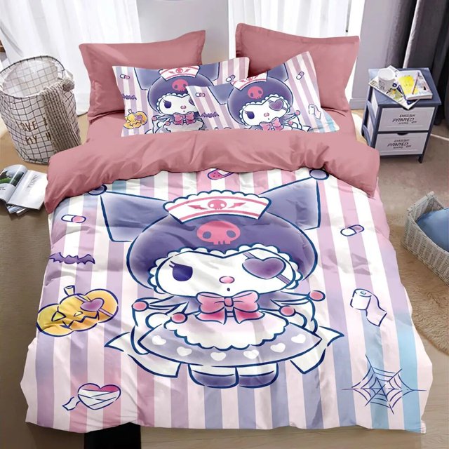 Sanrios Hello Kitty Melody Pochacco Bedding Set Four Piece Bedding Girl Heart Double Pillowcase Bed Linens Dorm Bedclothes RJ
