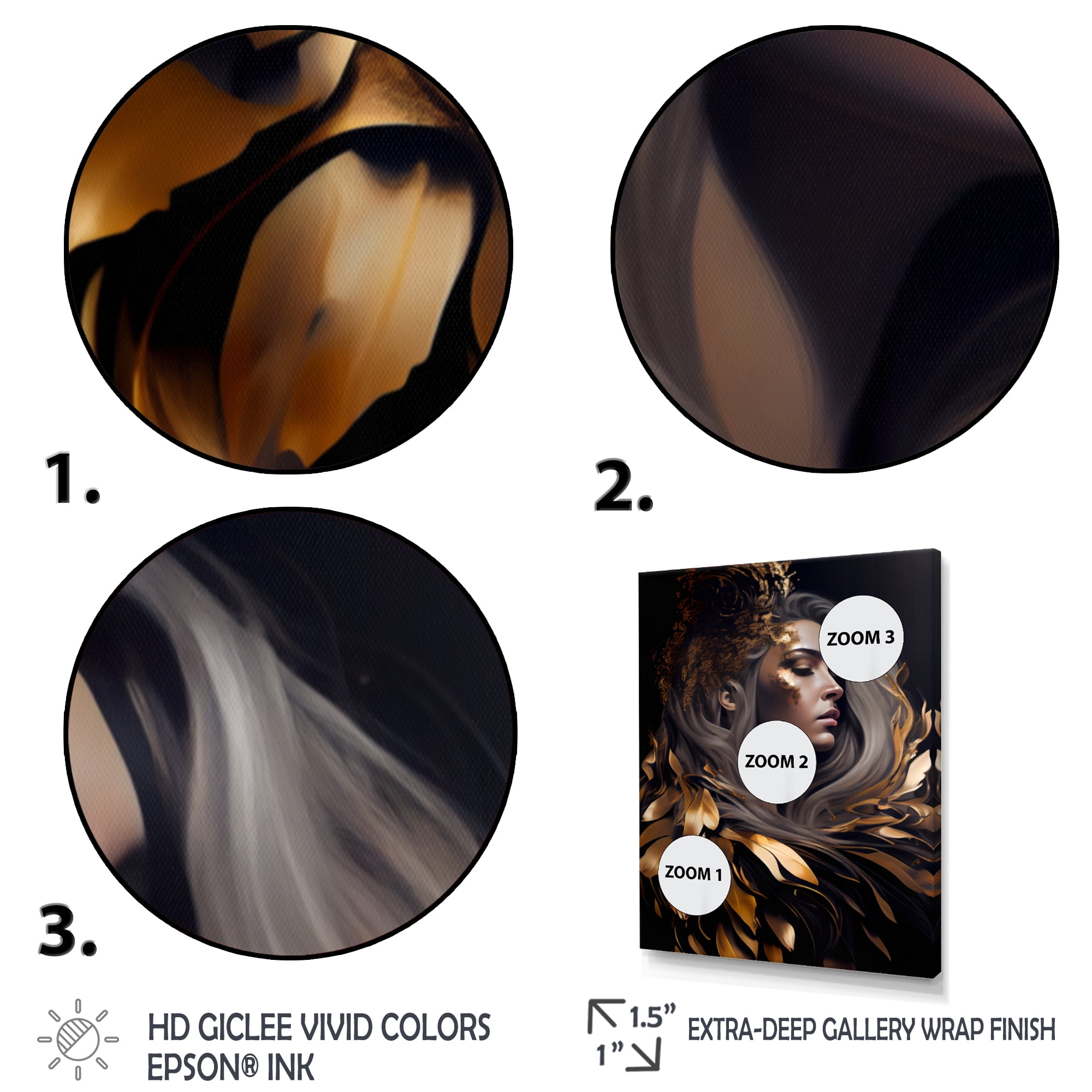 Designart Gold And Black Sensual Woman V Canvas Wall Art