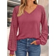 thumbnail image 6 of FUNING Womens Long Sleeve Shirts V-Neck Lace Tops Business Casual Blouses Tee Trendy 2025 Fall Fashion Outfits Clothes, 6 of 6